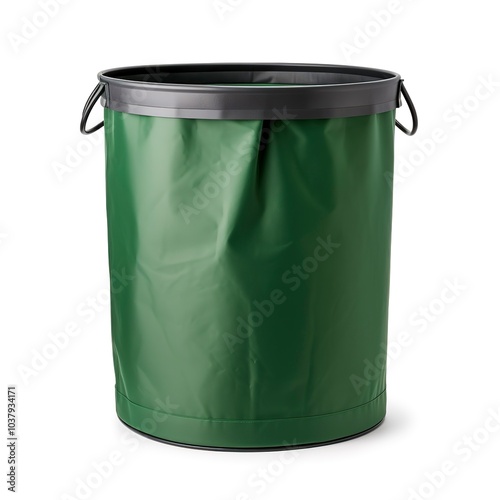A collapsible fabric rubbish bin, portable and lightweight, outdoor use, isolated on white background 