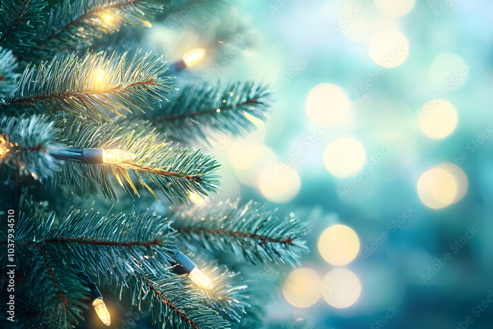 Bokeh of light on christmas tree