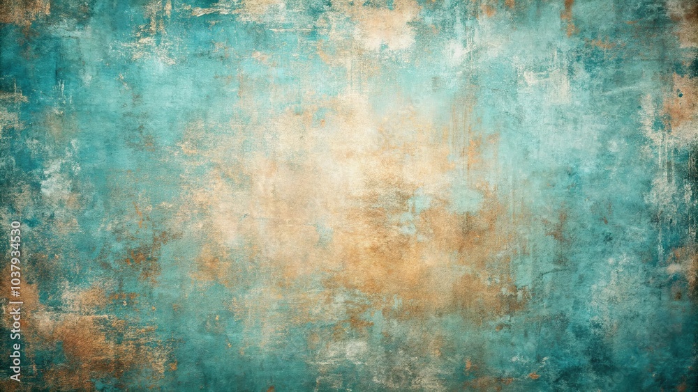 Abstract Canvas with Hues of Turquoise and Golden Tones Abstract Canvas with Hues of Turquoise and Golden Tones