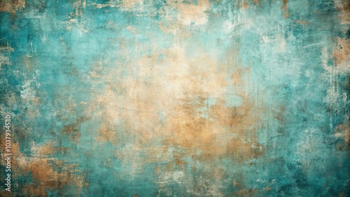 Abstract Canvas with Hues of Turquoise and Golden Tones