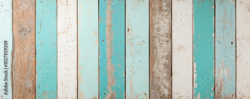 Shabby wood texture with worn out details in shades of blue and white creates rustic and charming backdrop. weathered appearance adds character and warmth to any design