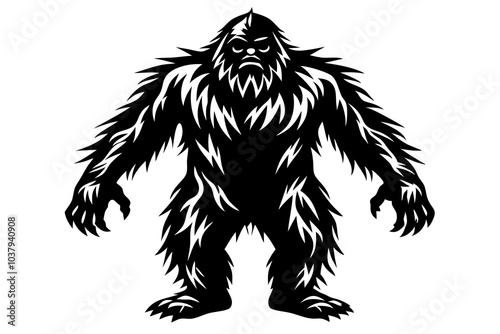 A bigfoot silhouette black vector illustration