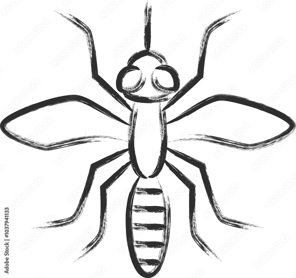 Obraz premium 筆書きミニ昆虫の単品アイコン 蚊