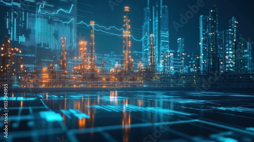 Wallpaper Mural A city skyline with a lot of lights and a lot of buildings Torontodigital.ca