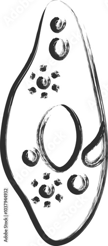筆書き微生物単品アイコン　ゾウリムシ