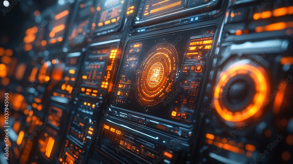 Obraz premium Futuristic AI Dashboard with Glowing Elements