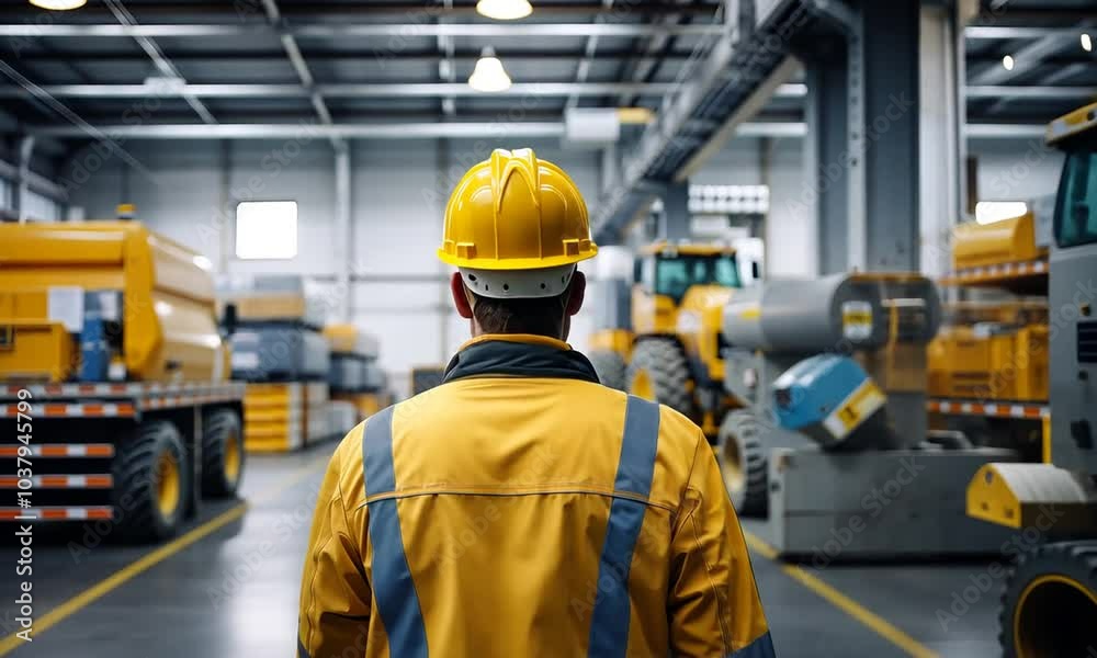 worker in yellow vest in warehouse worker in yellow vest in warehouse