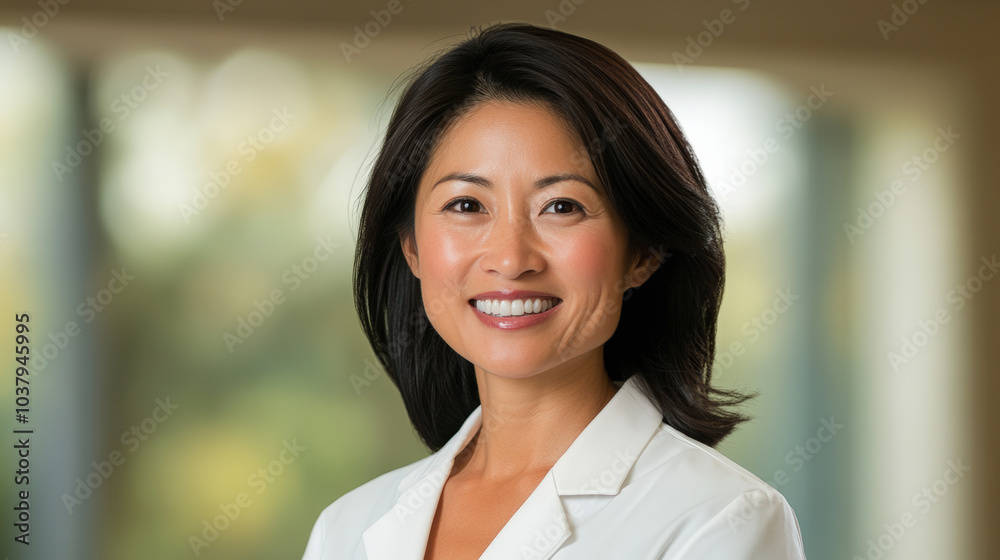 woman with a pleasant smile, wearing a white blazer. Her hair is styled neatly, and she is in a softly blurred background that suggests an outdoor or bright indoor setting. woman with a pleasant smile, wearing a white blazer. Her hair is styled neatly, and she is in a softly blurred background that suggests an outdoor or bright indoor setting.