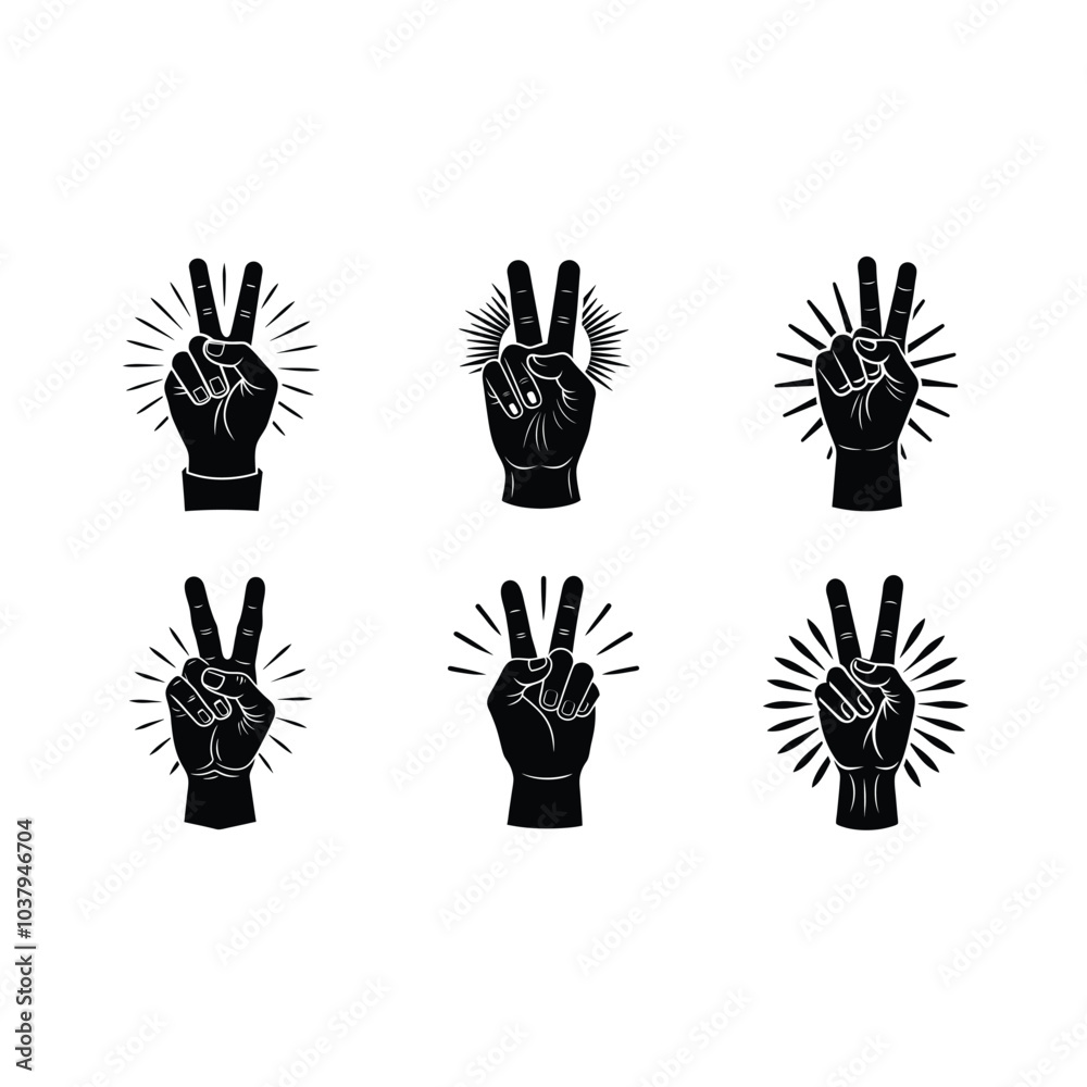 Fototapeta premium Victory Gesture Hand Vector Illustration for Celebration and Success Themes