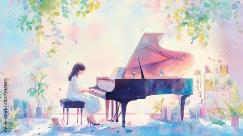 Lofi cover , soft piano chords, mellow beats, watercolorstyle ambiance with pastel hues, nostalgic vibe