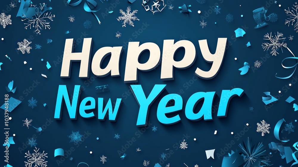 A festive graphic celebrating the New Year with decorations and a cheerful message. A festive graphic celebrating the New Year with decorations and a cheerful message.