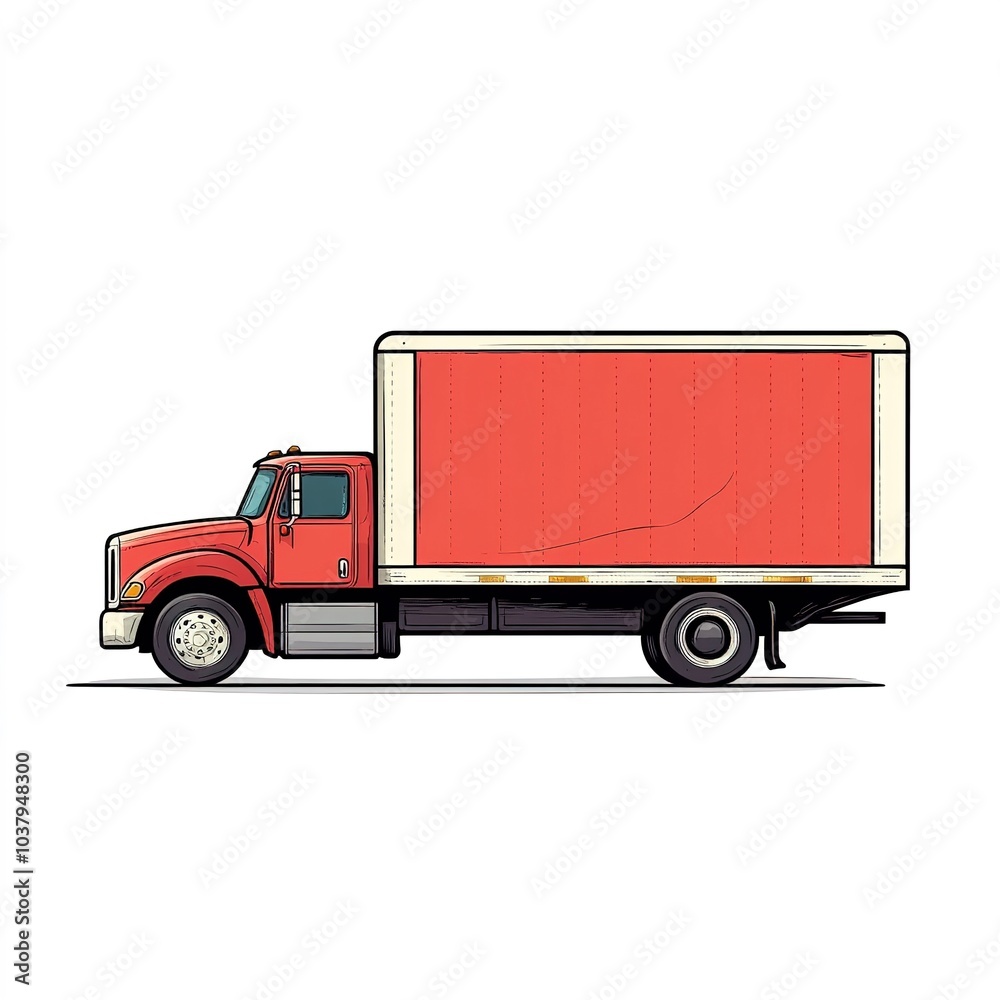 Moving truck clipart, relocation element, flat design, clean lines, isolated on white background Moving truck clipart, relocation element, flat design, clean lines, isolated on white background