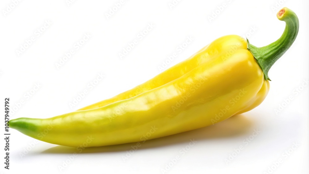 banana pepper isolated on white background with a tilted angle