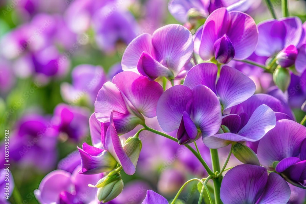 Obraz premium Beautiful purple flowers in full bloom close-up