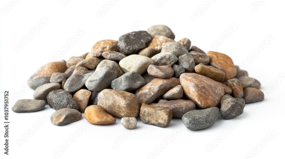 High-resolution gravel pile on a white background. Generative AI High-resolution gravel pile on a white background. Generative AI