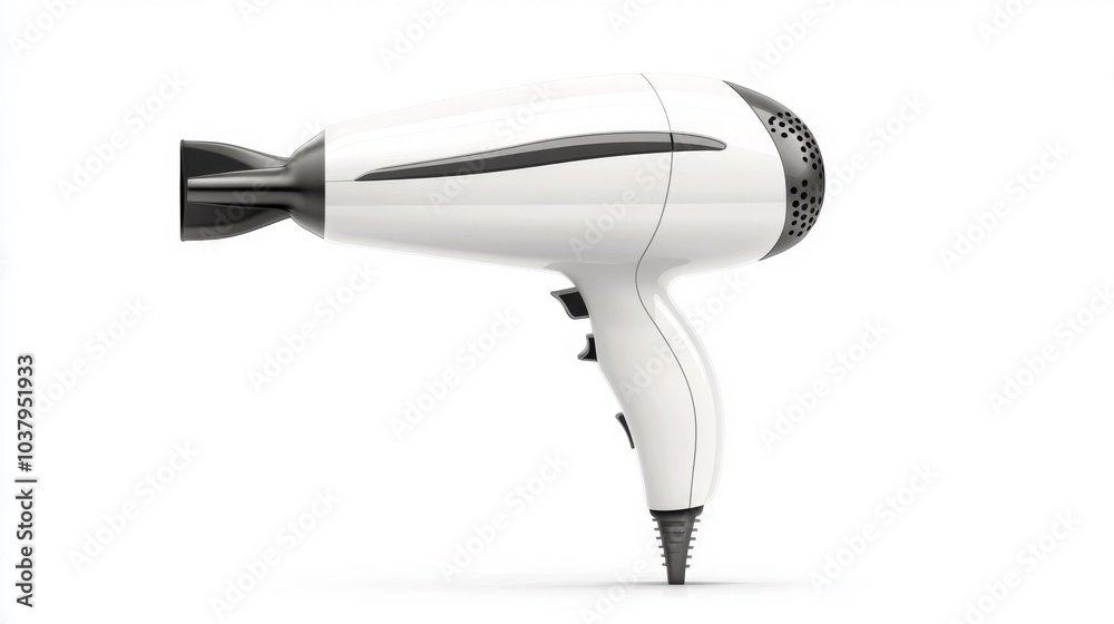 Professional Hair Dryer on White Background with Sleek Design for Salon Use. Generative AI Professional Hair Dryer on White Background with Sleek Design for Salon Use. Generative AI