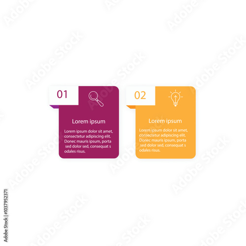 Vector business circle infinity infographic presentation design template with 2 steps