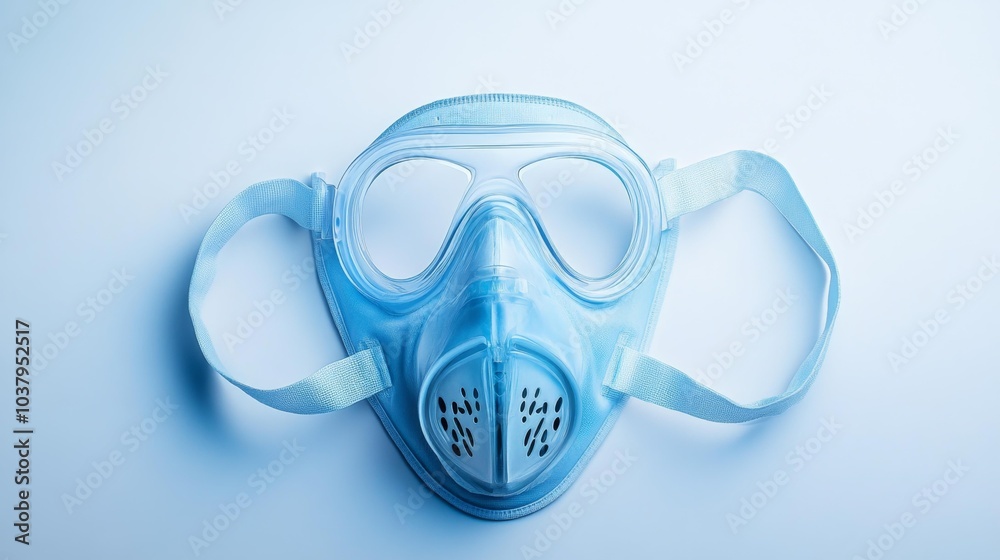 Blue Inhalation Mask for Respiratory Therapy on White Background Medical Equipment for Healthcare Professionals. Generative AI Blue Inhalation Mask for Respiratory Therapy on White Background Medical Equipment for Healthcare Professionals. Generative AI