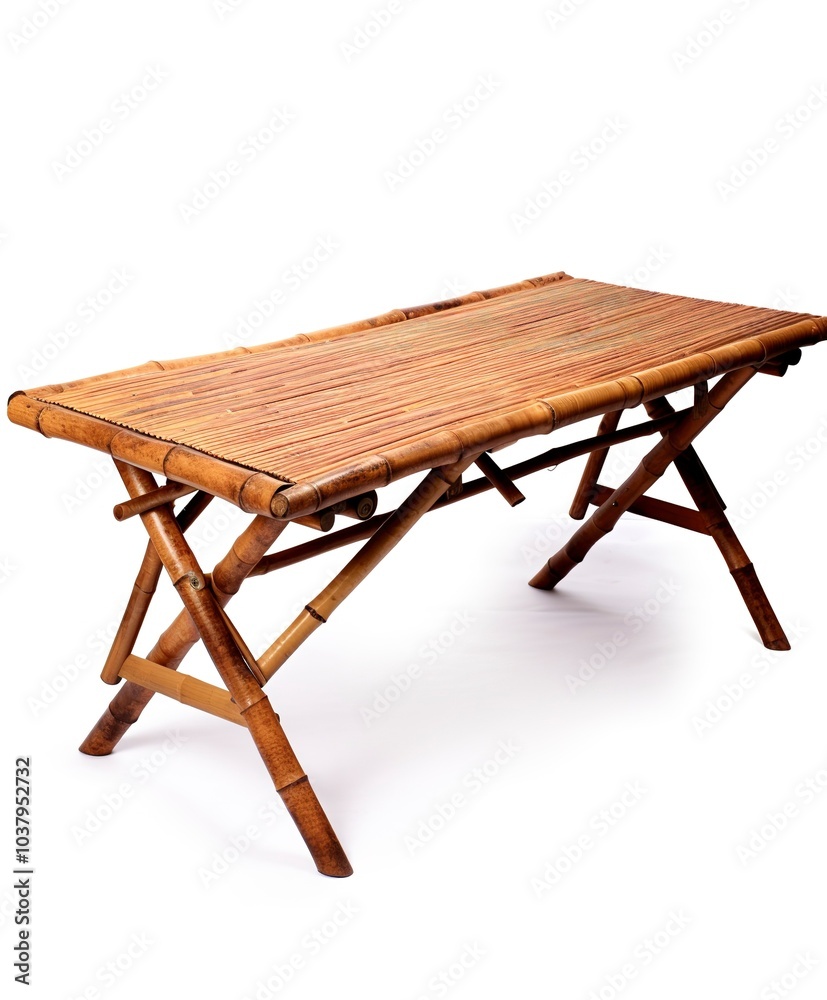 A folding bamboo picnic table, eco-friendly material, lightweight design, outdoor style, isolated on white background A folding bamboo picnic table, eco-friendly material, lightweight design, outdoor style, isolated on white background