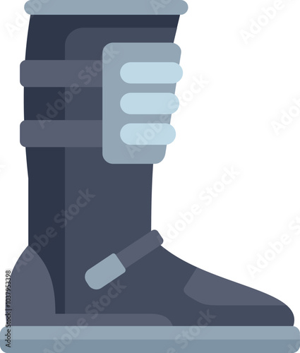 Skiing boot protecting leg and foot from injury while enjoying winter sports, isolated vector illustration in flat style