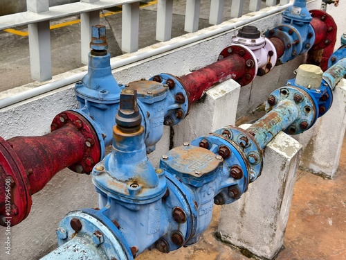 A collection of pipes is interconnected with each other photo