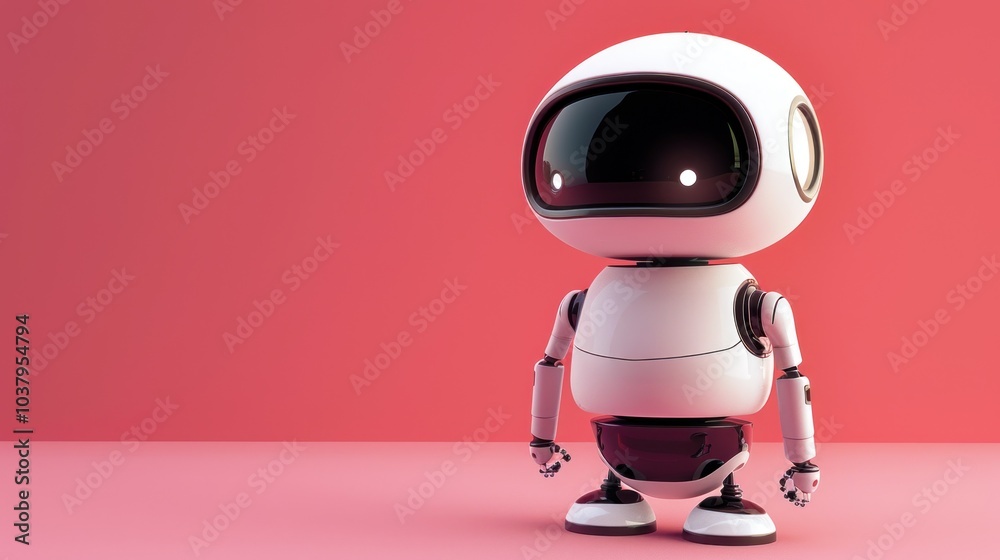 Futuristic white robot on colored background, AI generated image Futuristic white robot on colored background, AI generated image