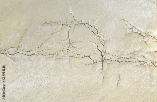 damage beige skin leather couch seat with cracks textured for background