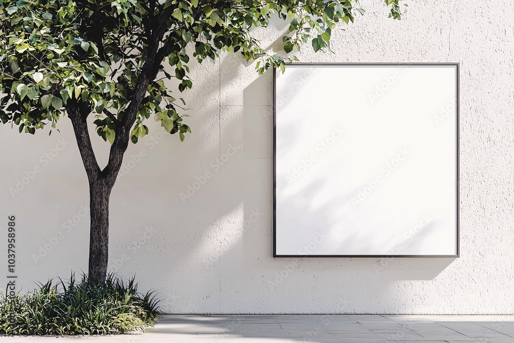 Obraz premium A minimalist template with a spacious layout, perfect for personalized branding and promotional messaging on a versatile white backdrop.