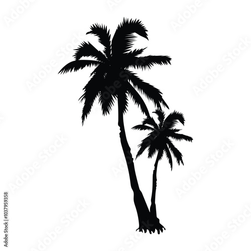 silhouette of palm tree, silhouettes of palm trees, palm tree silhouette vector illustration