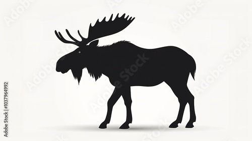 silhouette moose animal full body black color. isolate on white background -  photo