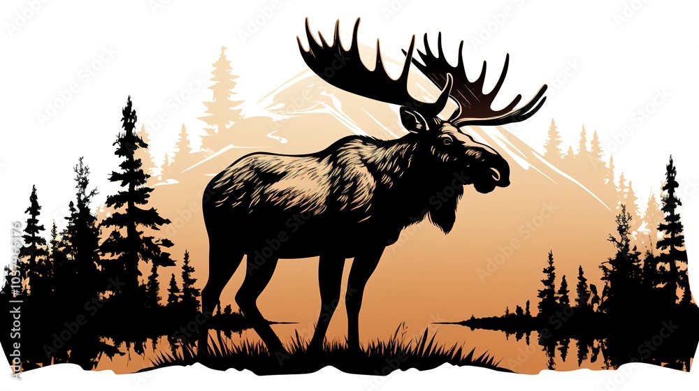 moose silhouette illustration white background moose silhouette illustration white background