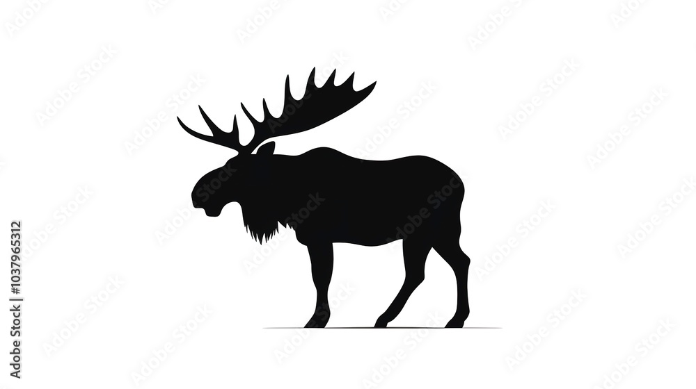 Moose silhouette silhouette, black color silhouette solid white background Moose silhouette silhouette, black color silhouette solid white background