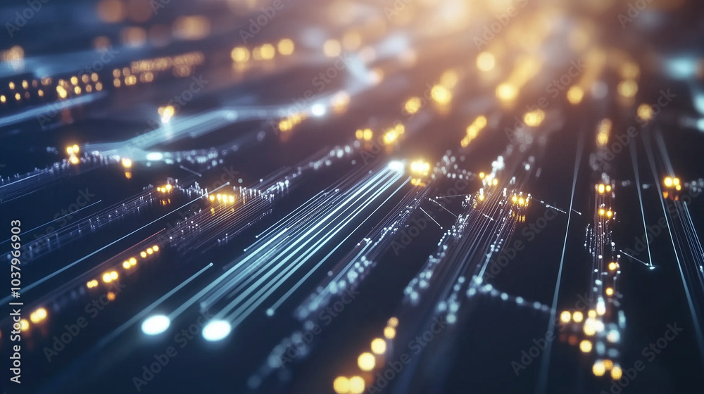 Naklejka premium Abstract Digital Network with Light Connections