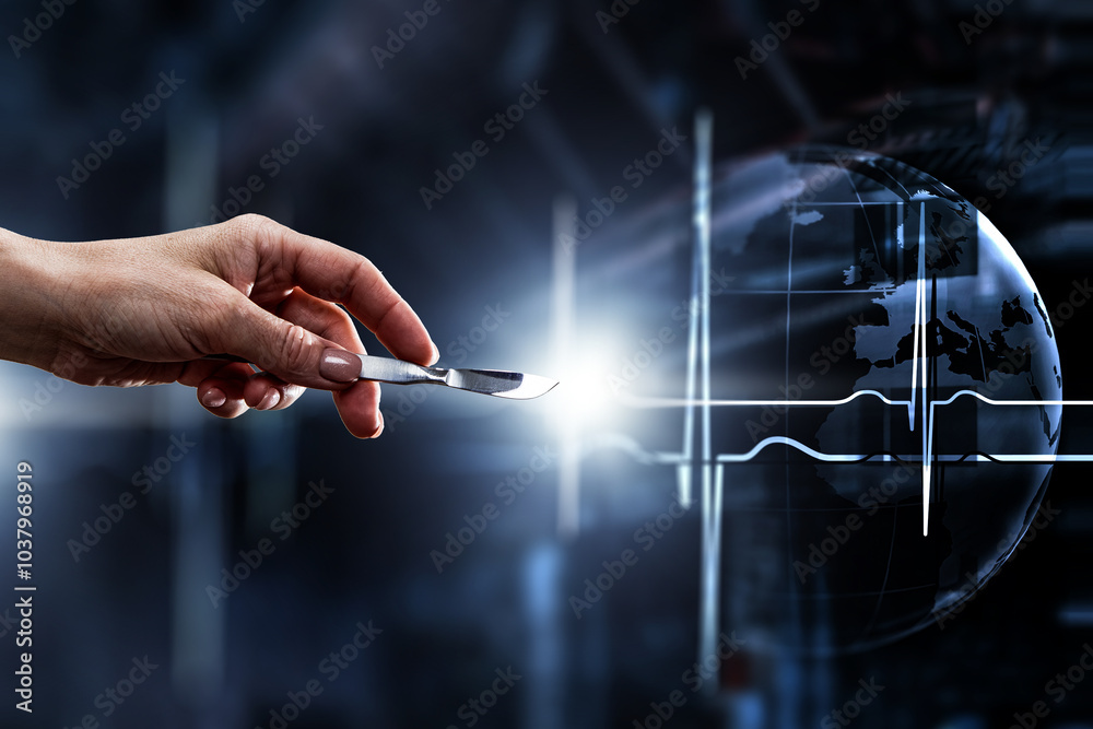 Fototapeta premium Modern medicine and technology. Mixed media