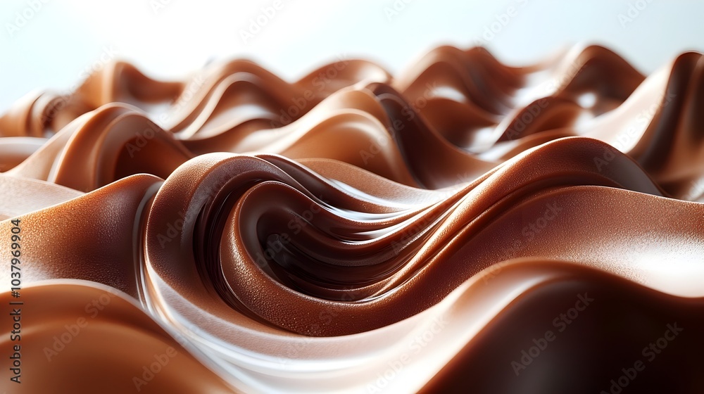 Decadent Chocolate Swirls:A Surreal Abstract Artwork of Smooth,Glossy Layers