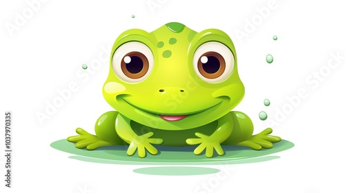 Cute Cartoon Frog Face Vector Illustration. isolate on white background 