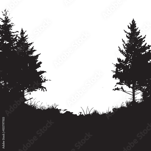 A foggy mountain landscape. silhouette illustration