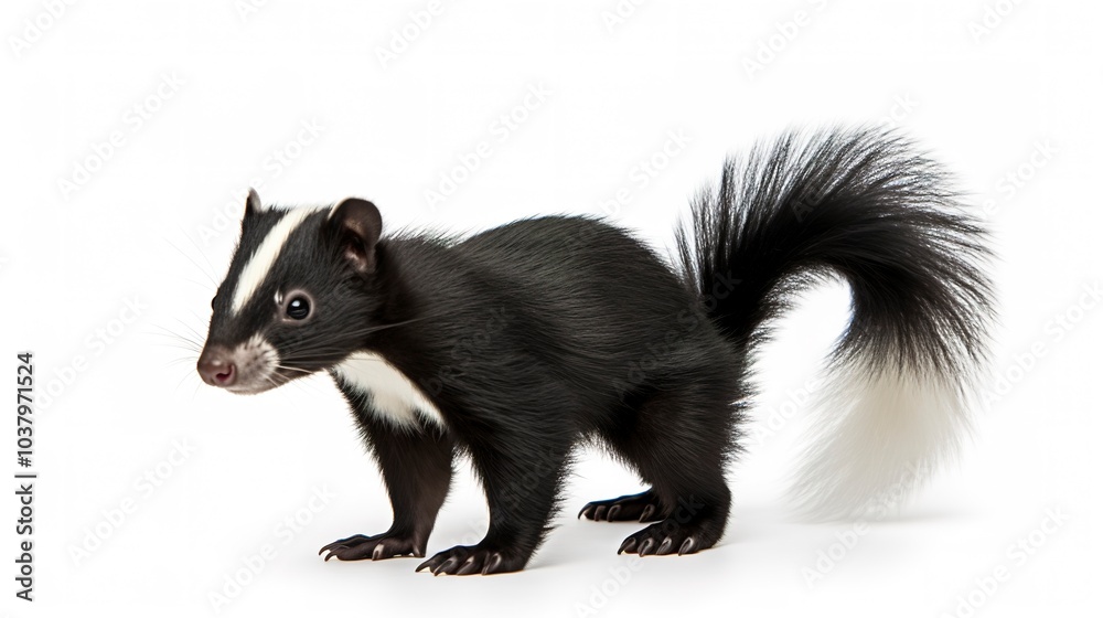 Obraz premium Image of isolated skunk against pure white background, ideal for presentations 
