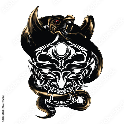 illustration line art or inking with satan devil theme