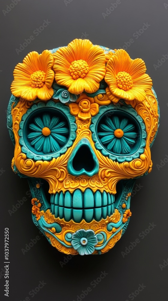 Radiant Marigold Sugar Skull Design Radiant Marigold Sugar Skull Design