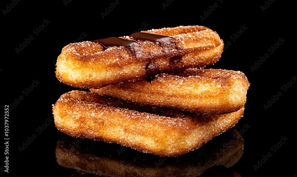 detailed churro with chocolate syrups, Generative AI detailed churro with chocolate syrups, Generative AI