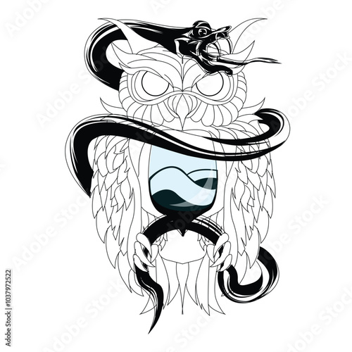 illustration line art or inking with satan devil theme