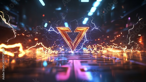 Versus Logo Set Against a Holographic Background