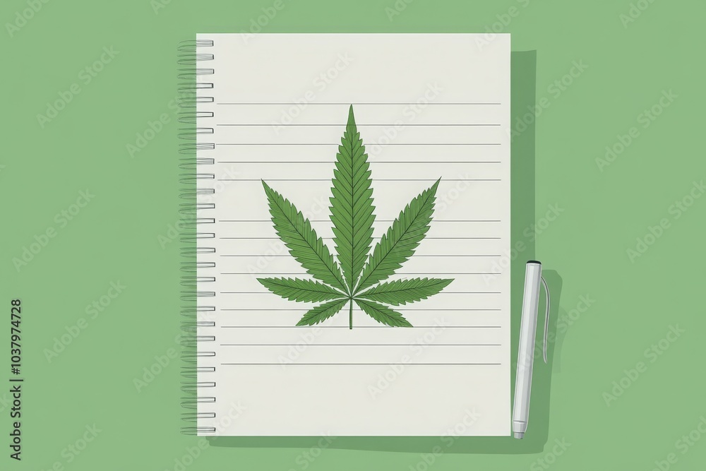Cannabis Leaf Sketch on Notebook Paper Cannabis Leaf Sketch on Notebook Paper