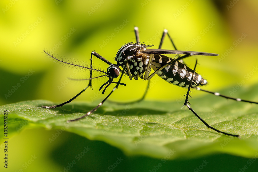 Close-up of a Mosquito on a Leaf Close-up of a Mosquito on a Leaf