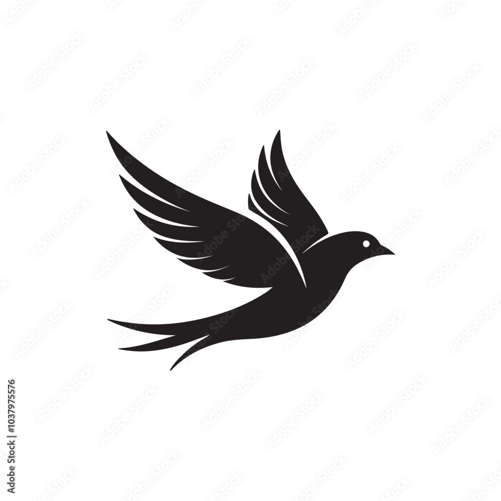 Illustration with silhouettes of four bird Illustration with silhouettes of four bird