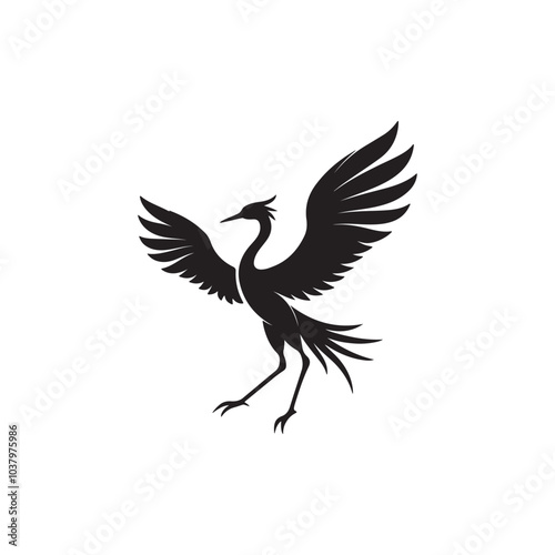 Illustration with silhouettes of four bird