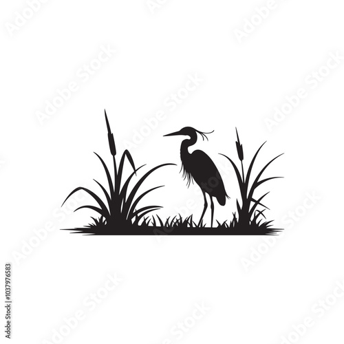 Tranquil Water Bird Silhouette Design