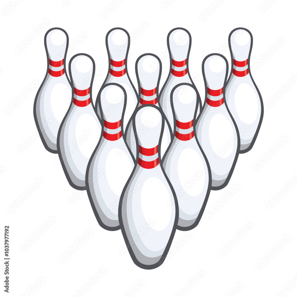 classic ten pin bowling pins set up overhead perspective view transparent background classic ten pin bowling pins set up overhead perspective view transparent background