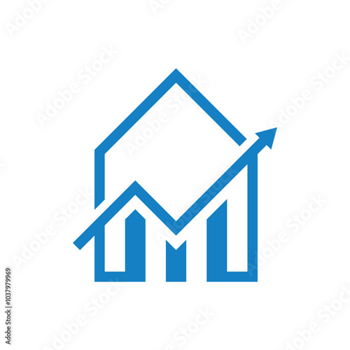 Statistics Growth Arrow Progress Financial Success Chart for Simple Home Logo Design